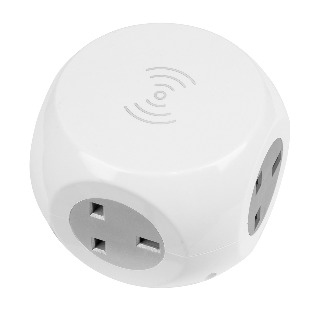 1.4m Extension Cable Cube & Wireless Charging Pad 3 x 230V &