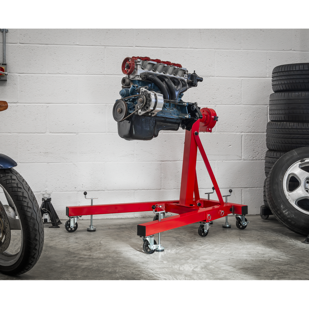 Folding 360º Rotating Engine Stand with Geared Handle Drive 680kg Capacity