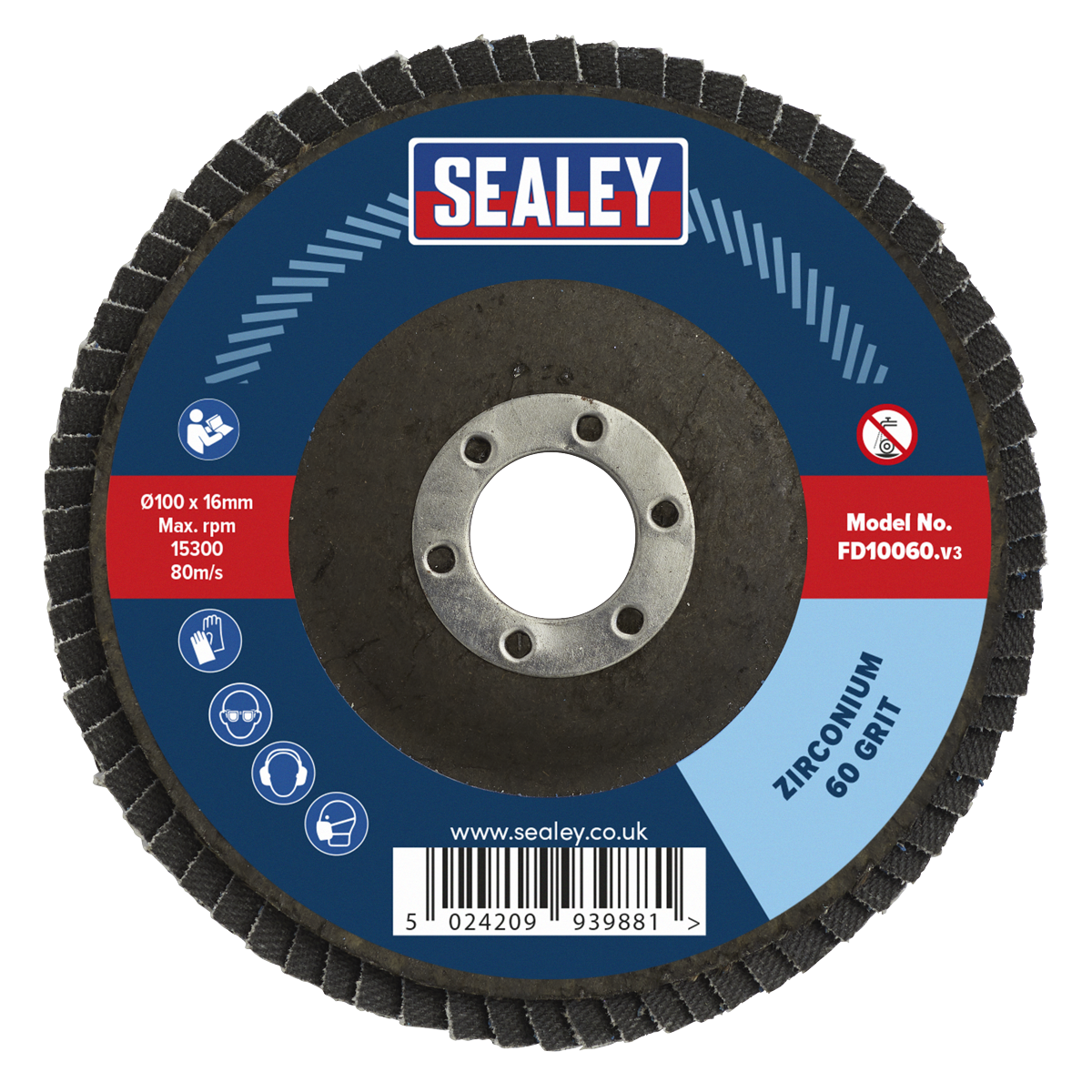 100mm Zirconium Flap Disc 60Grit 16mm Bore