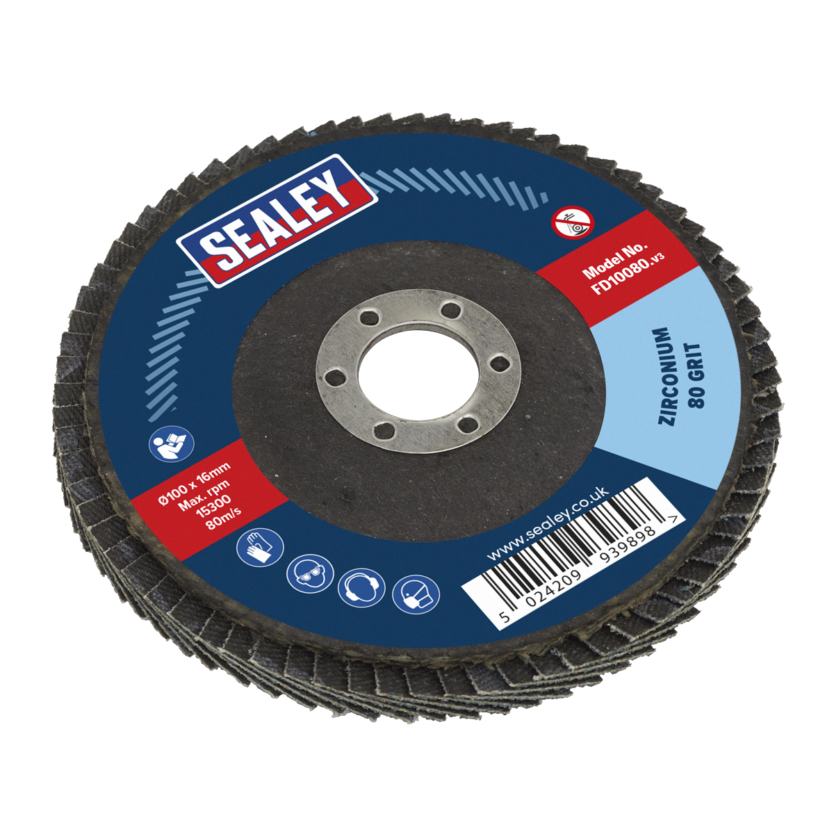 100mm Zirconium Flap Disc 80Grit 16mm Bore