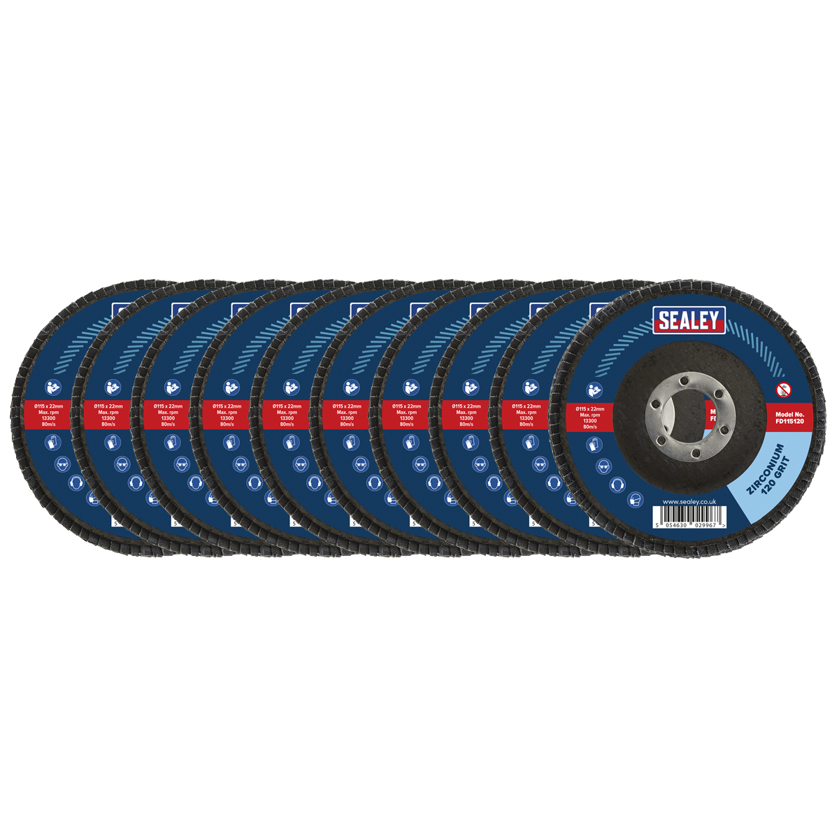 115mm Zirconium Flap Discs 120Grit 22mm Bore - Pack of 10