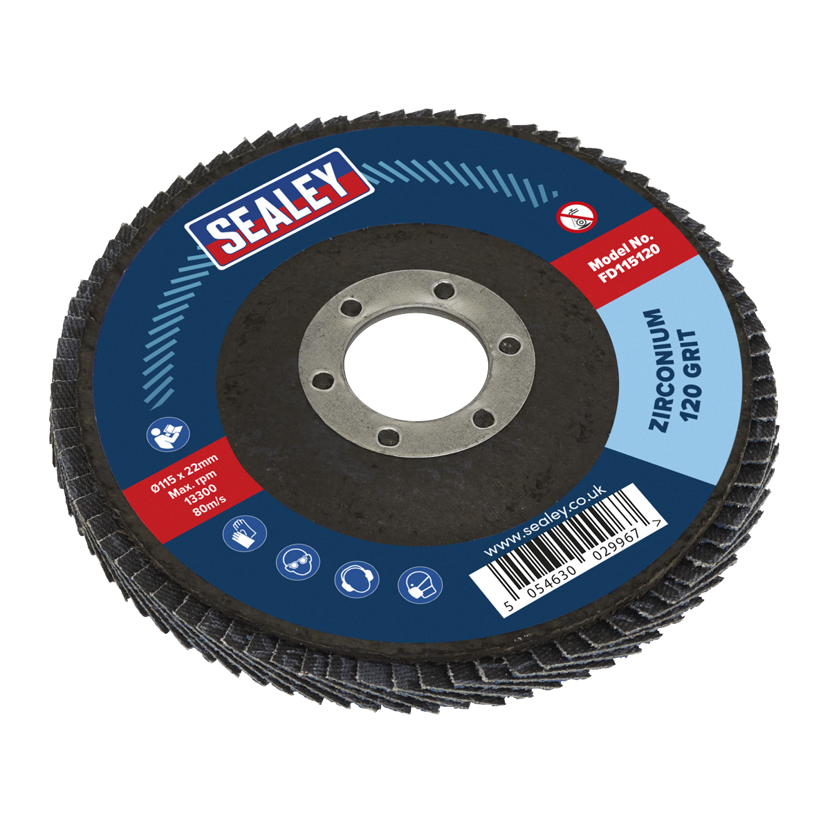 115mm Zirconium Flap Discs 120Grit 22mm Bore - Pack of 10