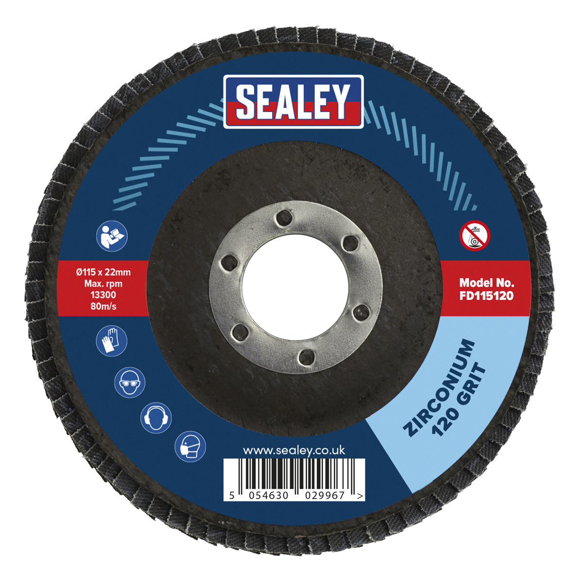 115mm Zirconium Flap Discs 120Grit 22mm Bore - Pack of 10