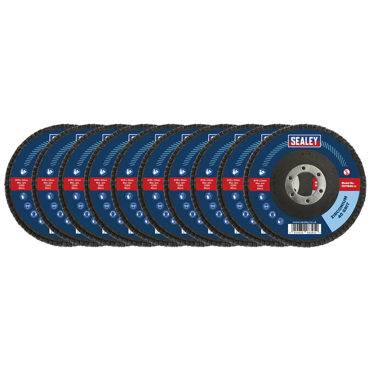 115mm Zirconium Flap Discs 40Grit 22mm Bore - Pack of 10