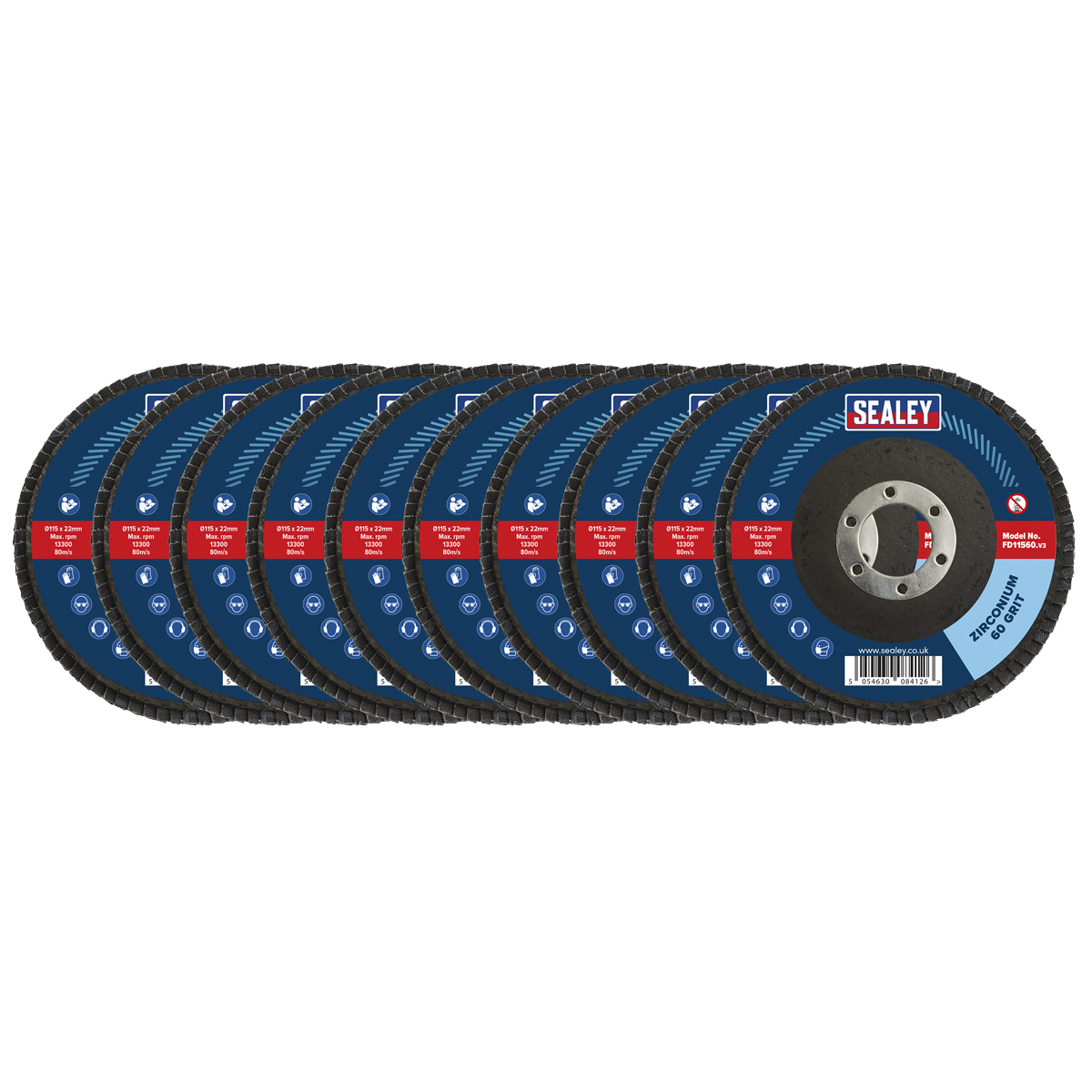 115mm Zirconium Flap Discs 60Grit 22mm Bore - Pack of 10