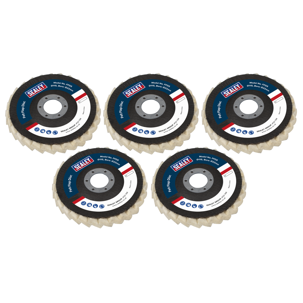 Felt Flap Disc Ø115mm Ø22mm Bore - Pack of 5
