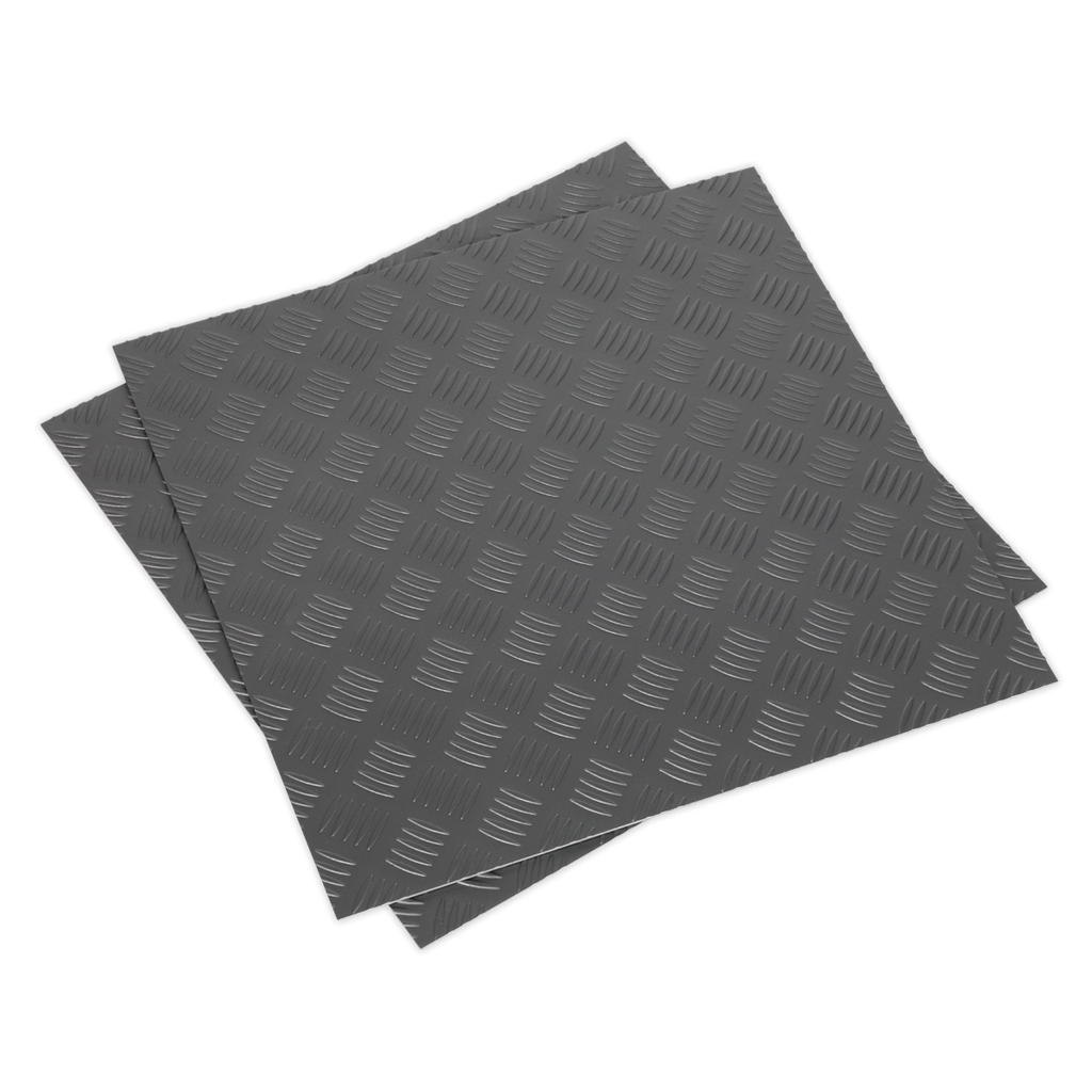 Vinyl Floor Tile with Peel & Stick Backing Silver Treadplate
