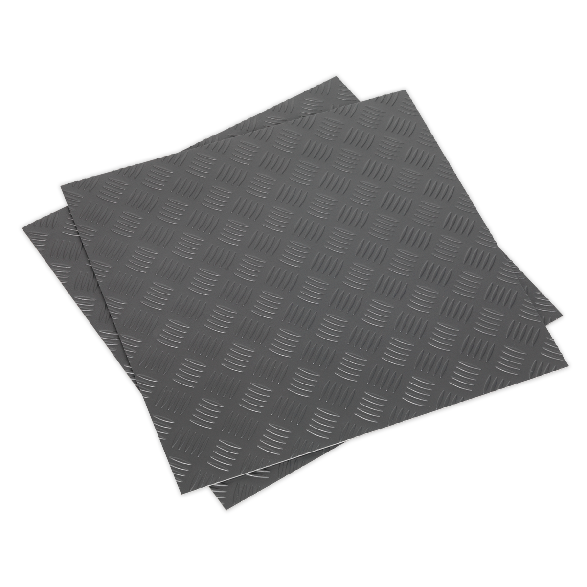 Vinyl Floor Tile with Peel & Stick Backing Silver Treadplate - Pack of 16