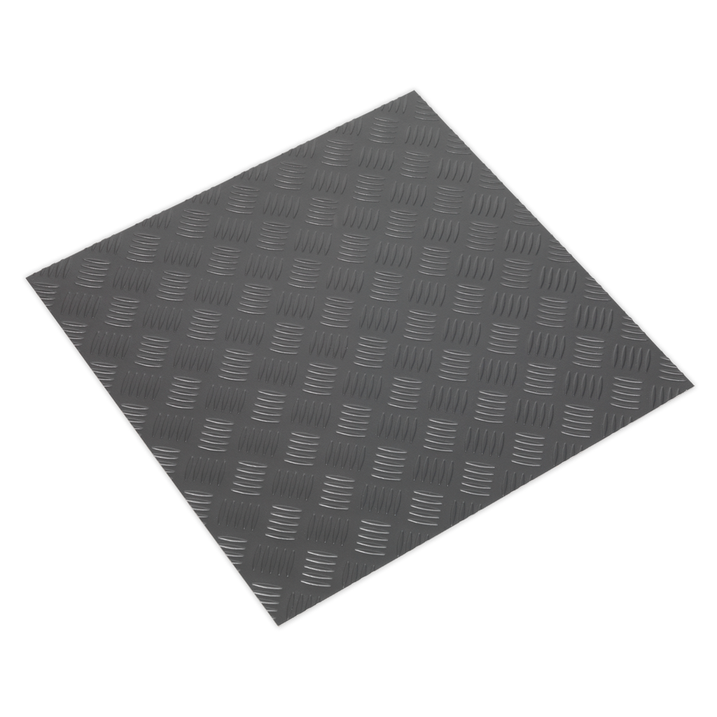 Vinyl Floor Tile with Peel & Stick Backing Silver Treadplate