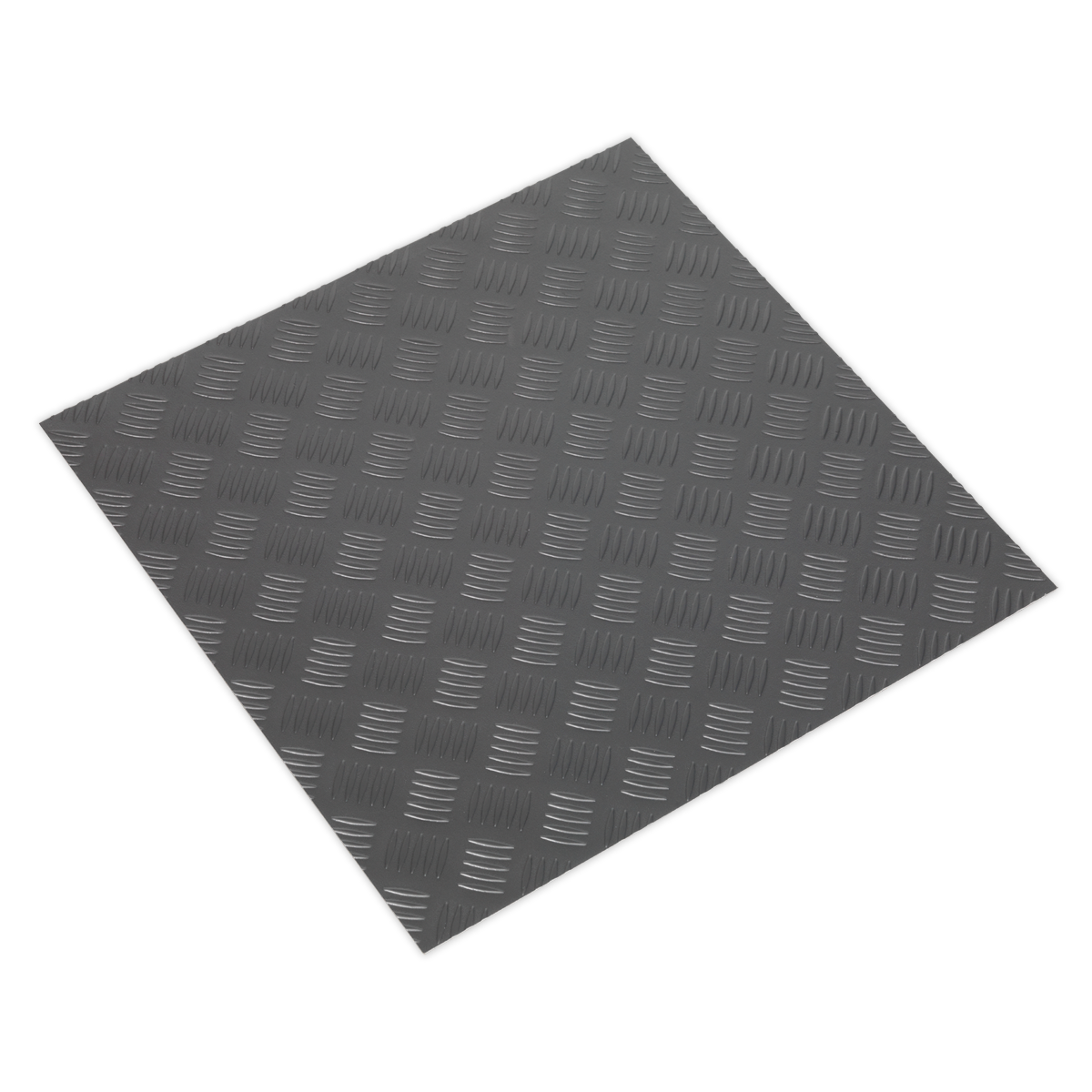 Vinyl Floor Tile with Peel & Stick Backing Silver Treadplate