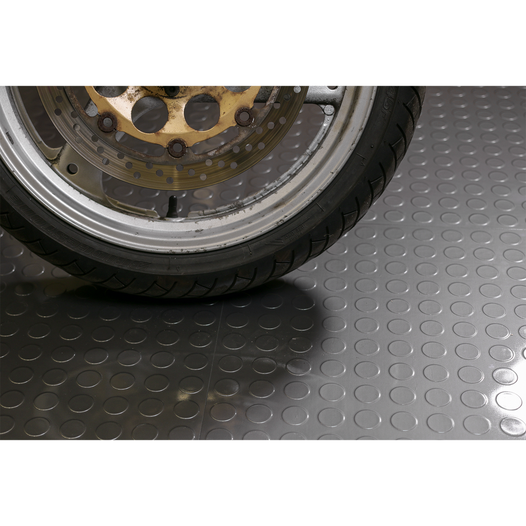 Vinyl Floor Tile with Peel & Stick Backing Silver Coin - Pac