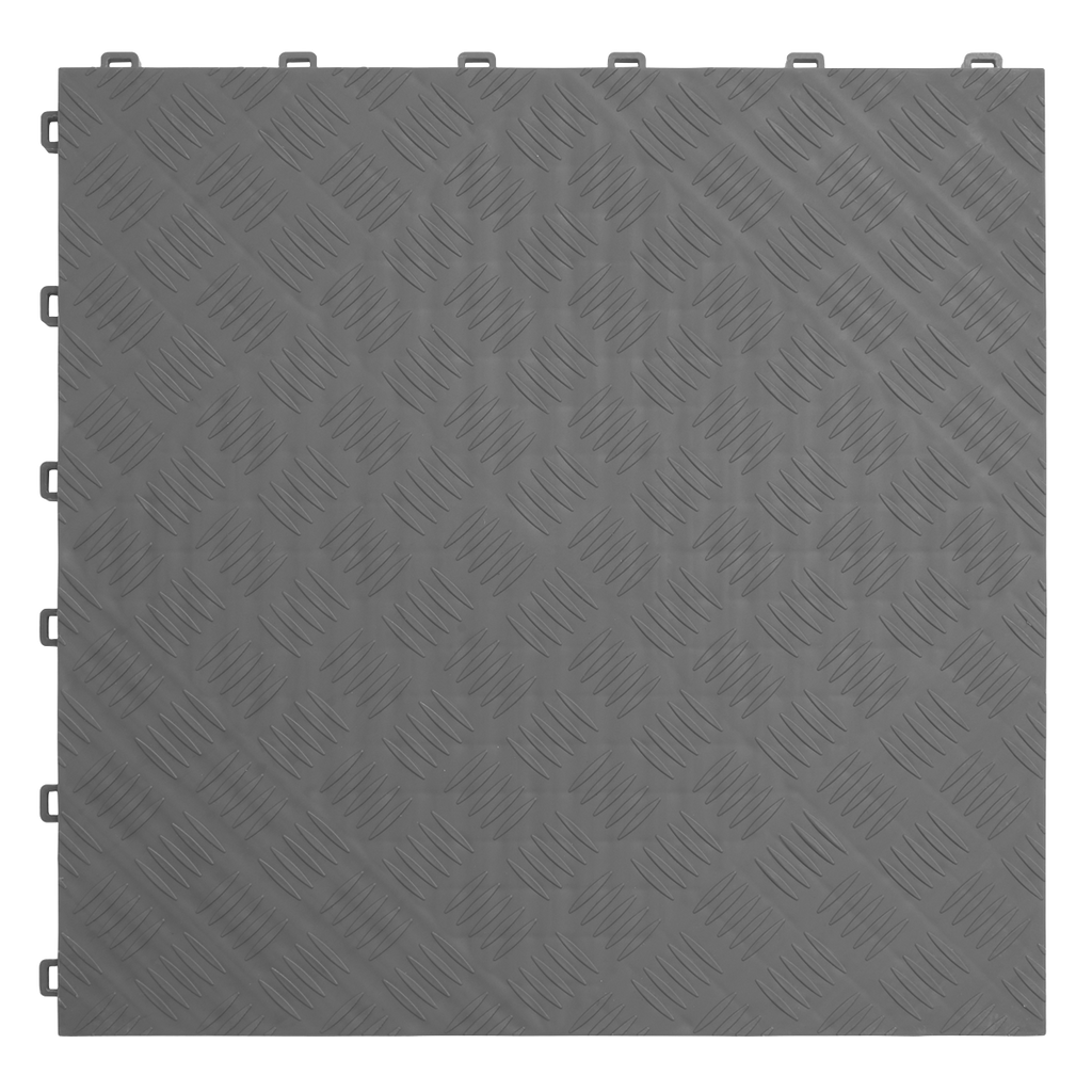 Polypropylene Floor Tile 400 x 400mm, Grey Treadplate - Pack