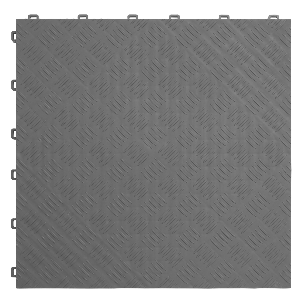 Polypropylene Floor Tile 400 x 400mm, Grey Treadplate - Pack