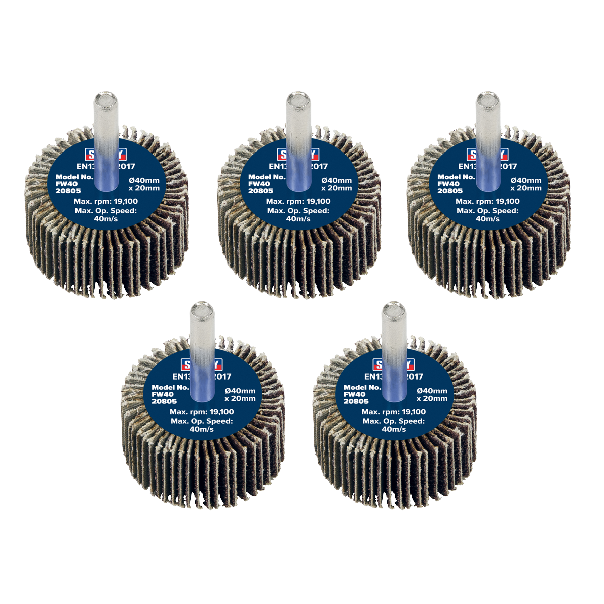 40 x 20mm Abrasive Flap Wheel with 6mm Shaft 80Grit - Pack of 5