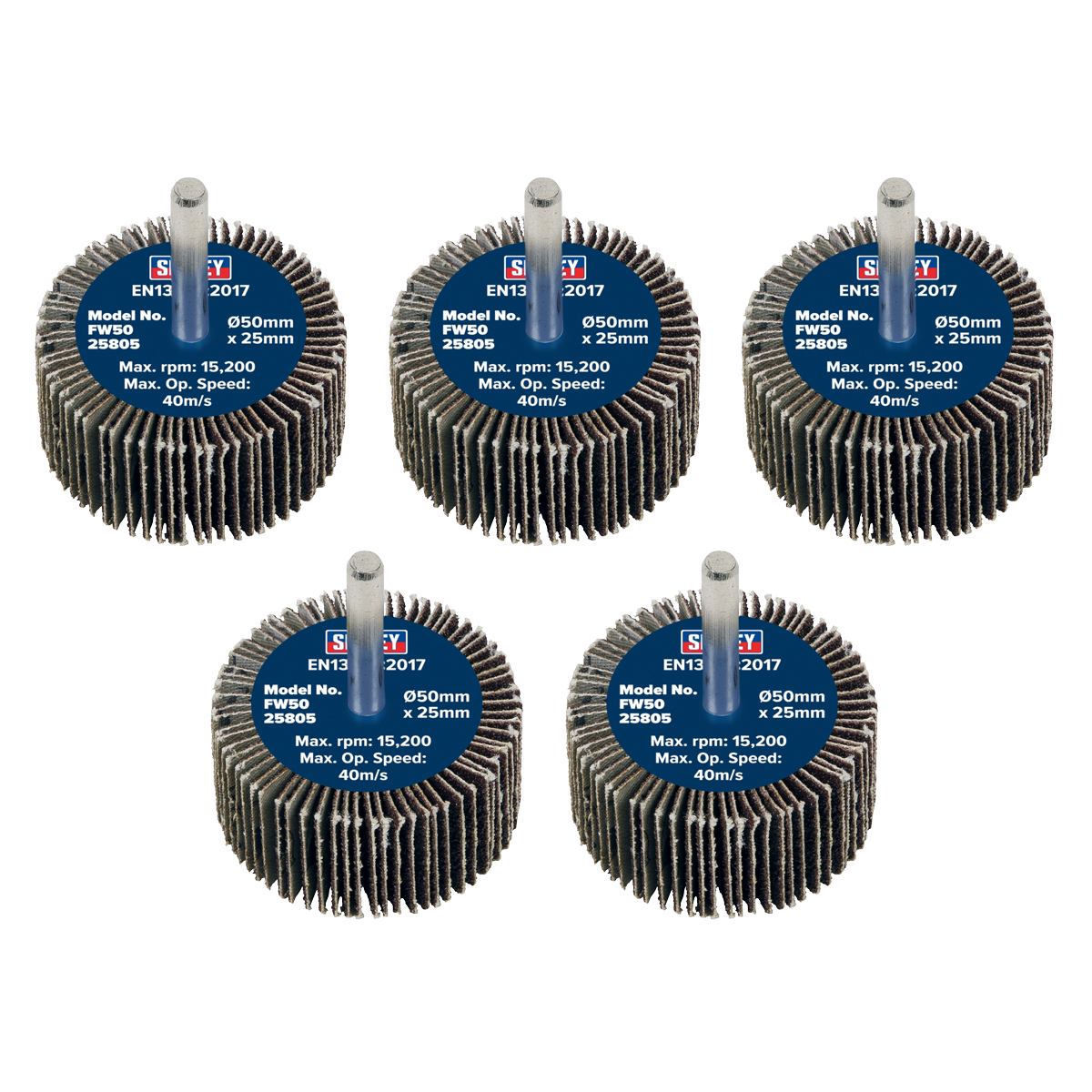 50 x 25mm Abrasive Flap Wheel with 6mm Shaft 80Grit - Pack of 5