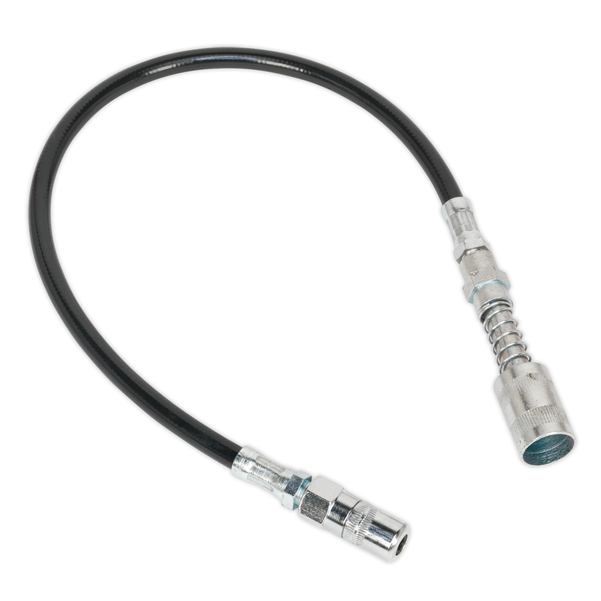 Flexible Rubber Grease Gun Delivery Hose with 4-Jaw Connector & Quick Release Coupling 450mm