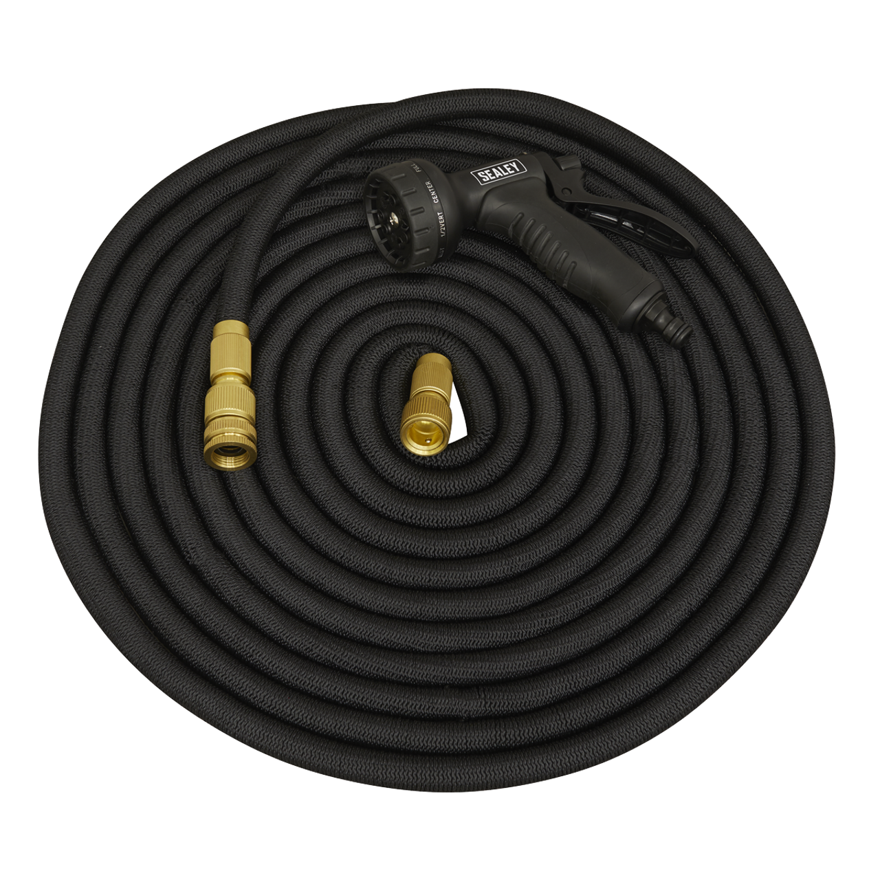 Sealey GH30E Expandable Flexible Water Garden Hose 17mm with Spray Gun, 30 Metre, Black