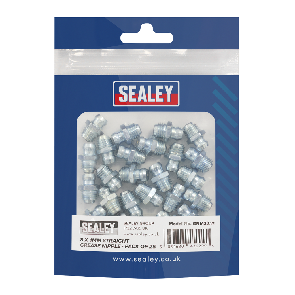 Straight Grease Nipple 8 x 1mm - Pack of 25