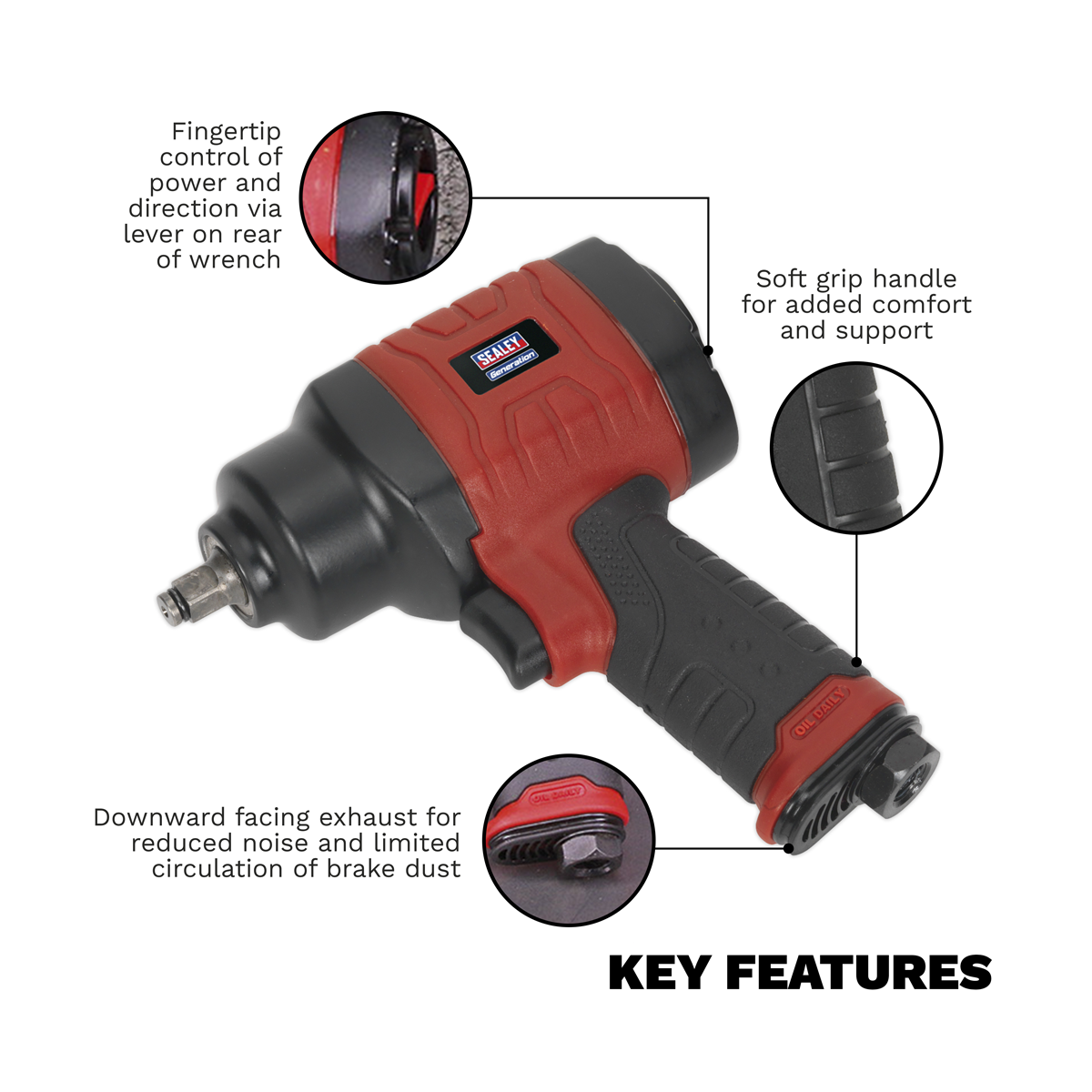 Generation Composite Twin Hammer Air Impact Wrench 3/8"Sq Dr