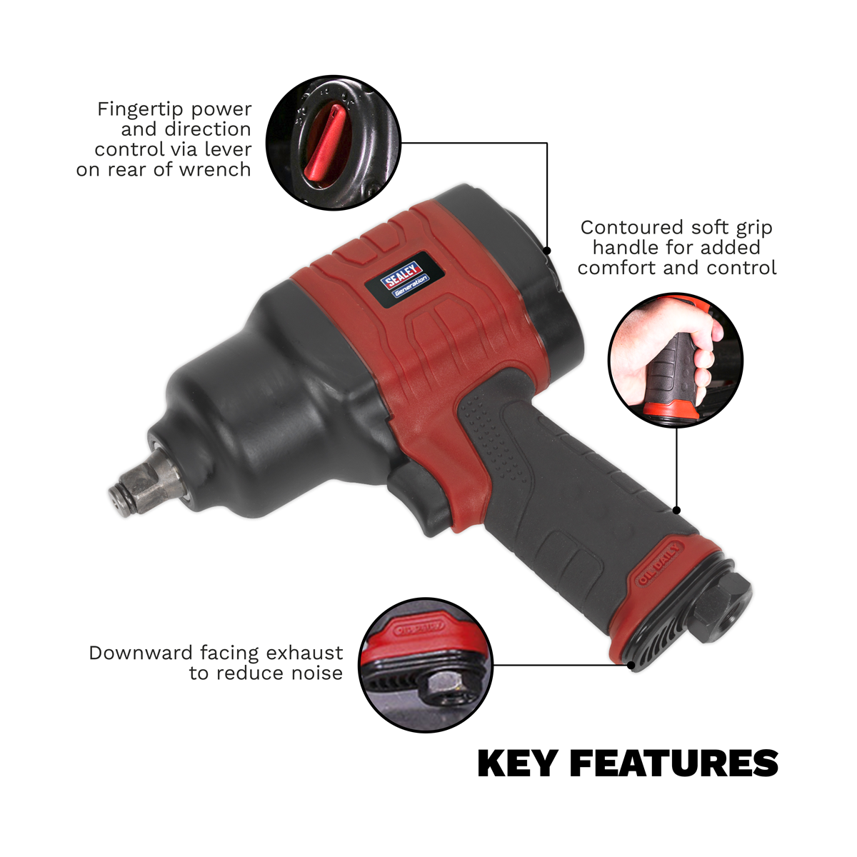 Generation Composite Twin Hammer Air Impact Wrench 1/2"Sq Dr