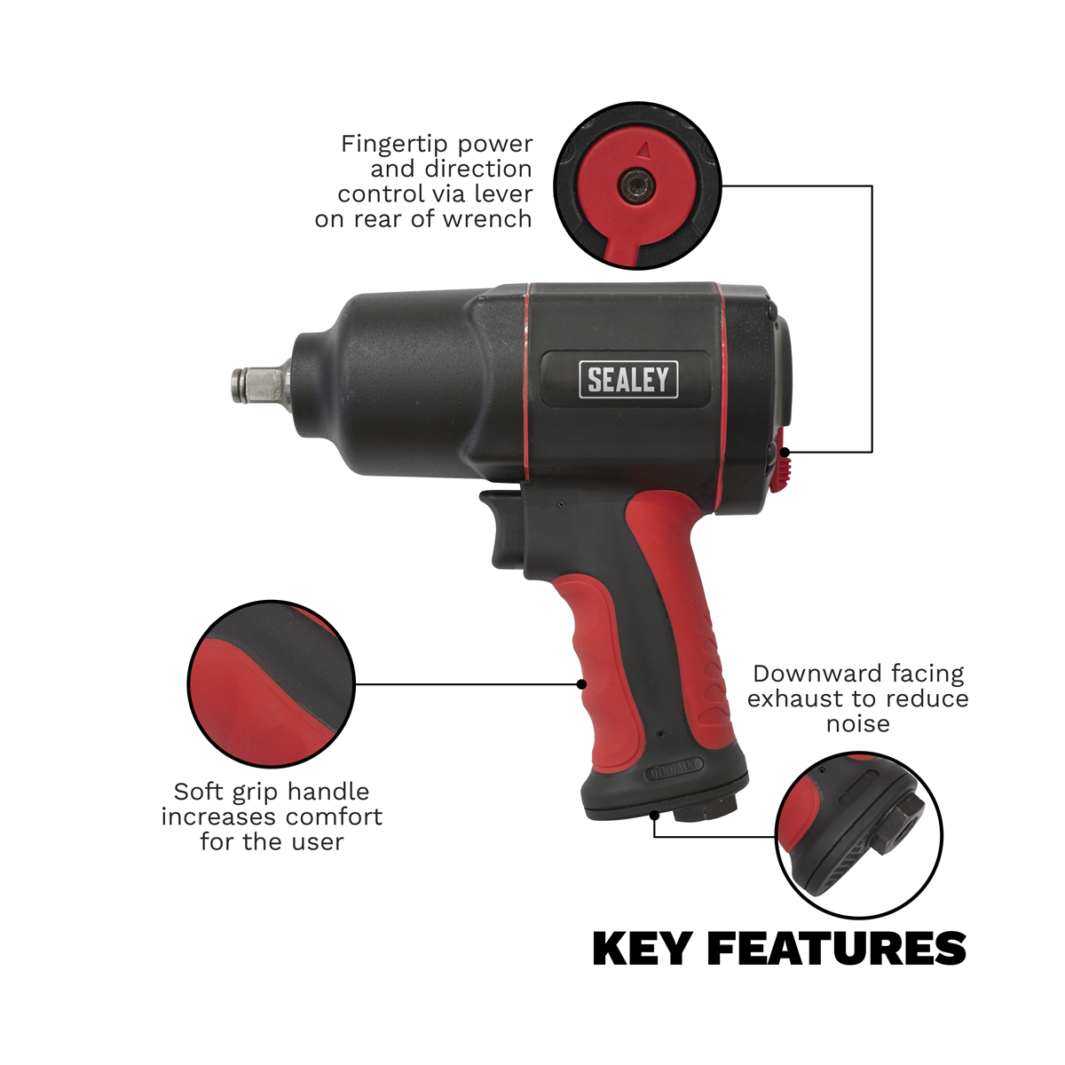 Generation Composite Twin Hammer Air Impact Wrench 1/2"Sq Dr