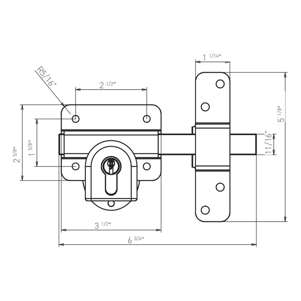 Gatemate Euro Profile Long Throw Lock Gate Shed Door Security Bolt  Double Locking Black & Stainless Steel