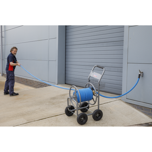 Heavy-Duty Hose Reel Cart with 30m Heavy-Duty Ø19mm Hot & Cold Rubber Water Hose
