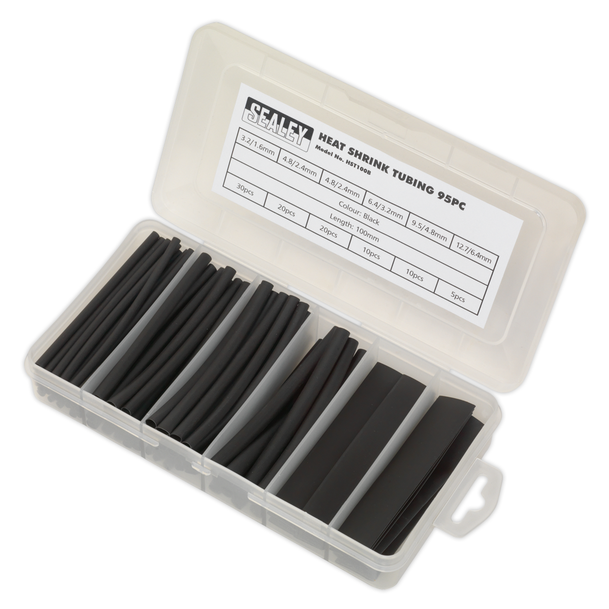 Heat Shrink Tubing Assortment 100mm 95pc - Black