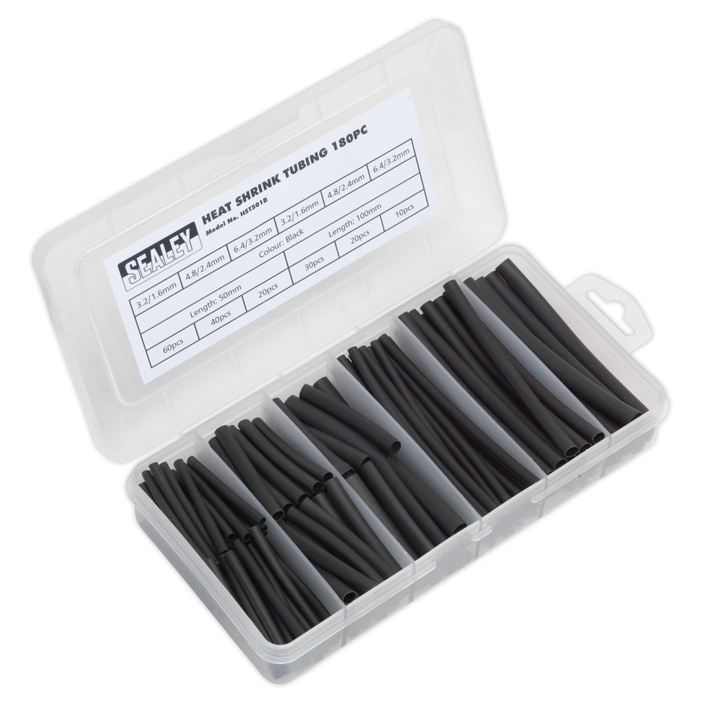 Heat Shrink Tubing Assortment 50 & 100mm 180pc - Black