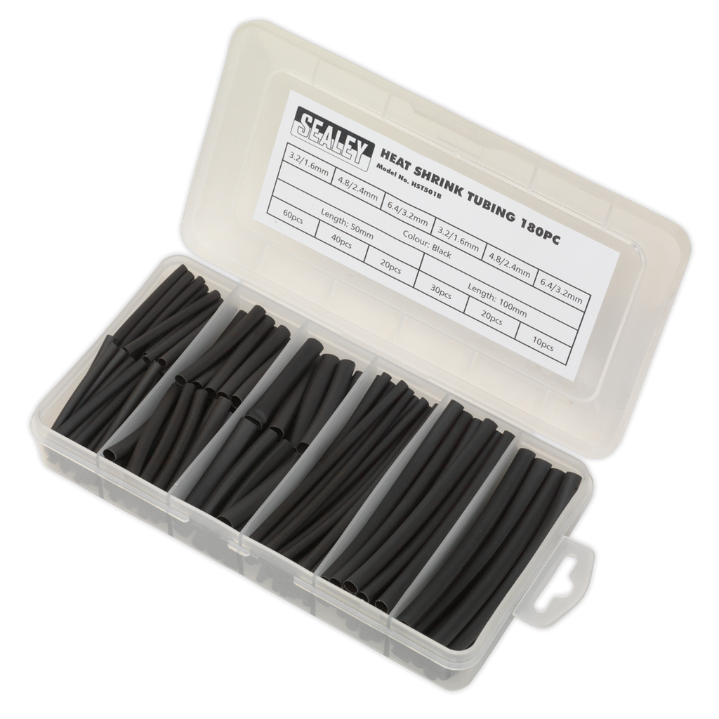 Heat Shrink Tubing Assortment 50 & 100mm 180pc - Black