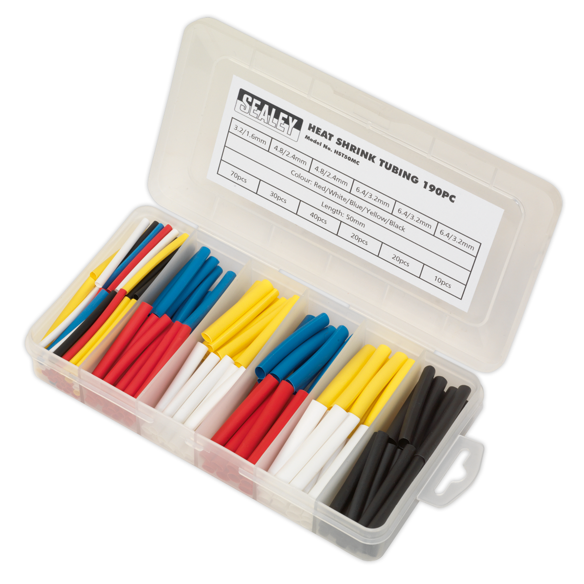 Heat Shrink Tubing Assortment 50mm 190pc - Mixed Colours