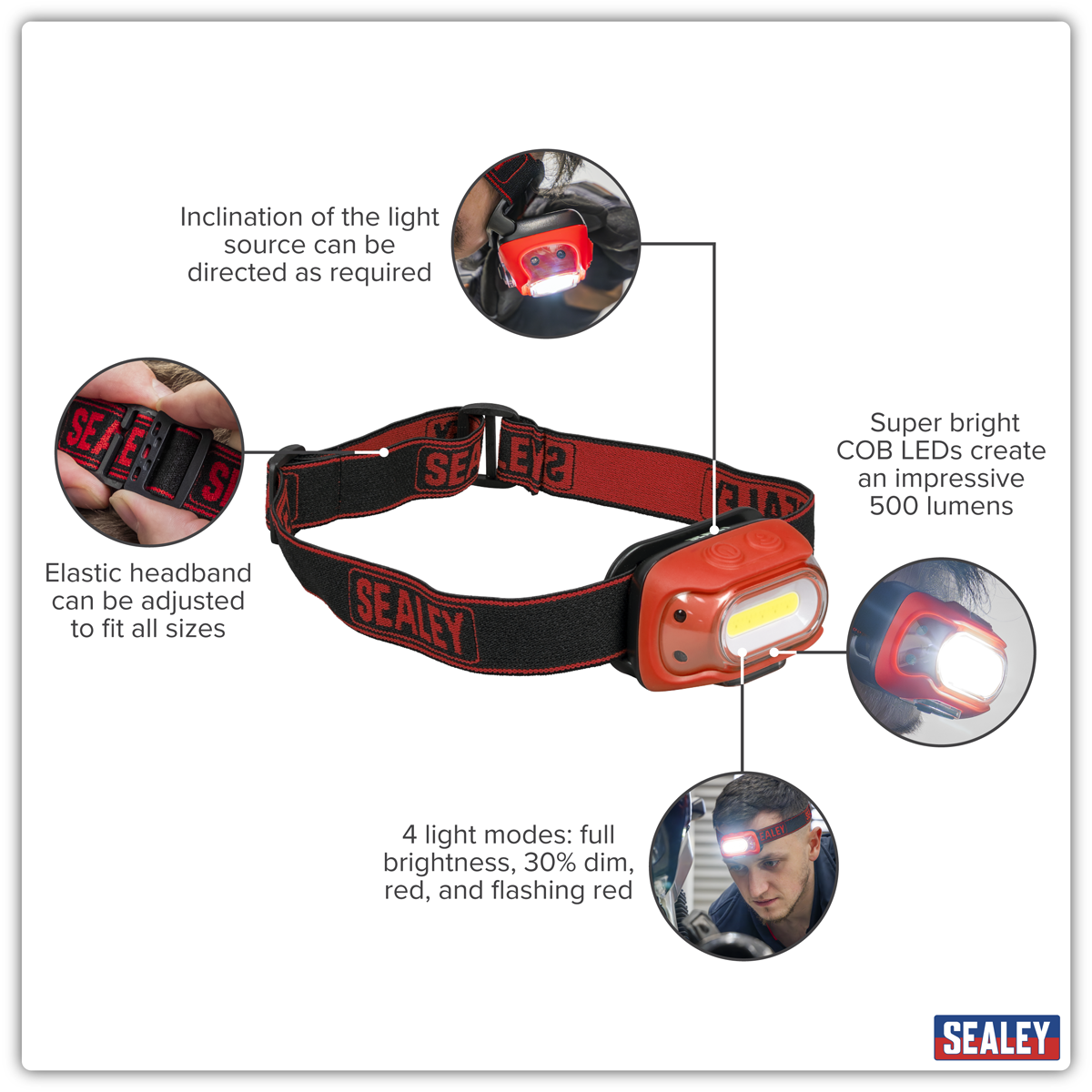 Rechargeable Head Torch with Auto-Sensor 8W COB LED
