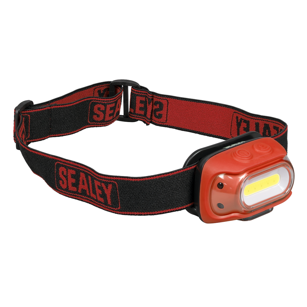 Rechargeable Head Torch with Auto-Sensor 8W COB LED - Red