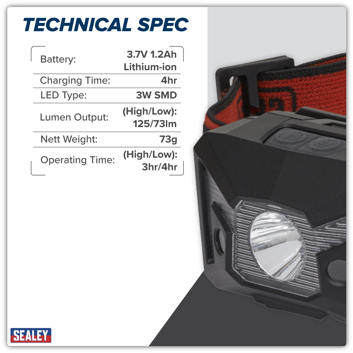 Rechargeable Head Torch with Auto-Sensor 3W SMD LED