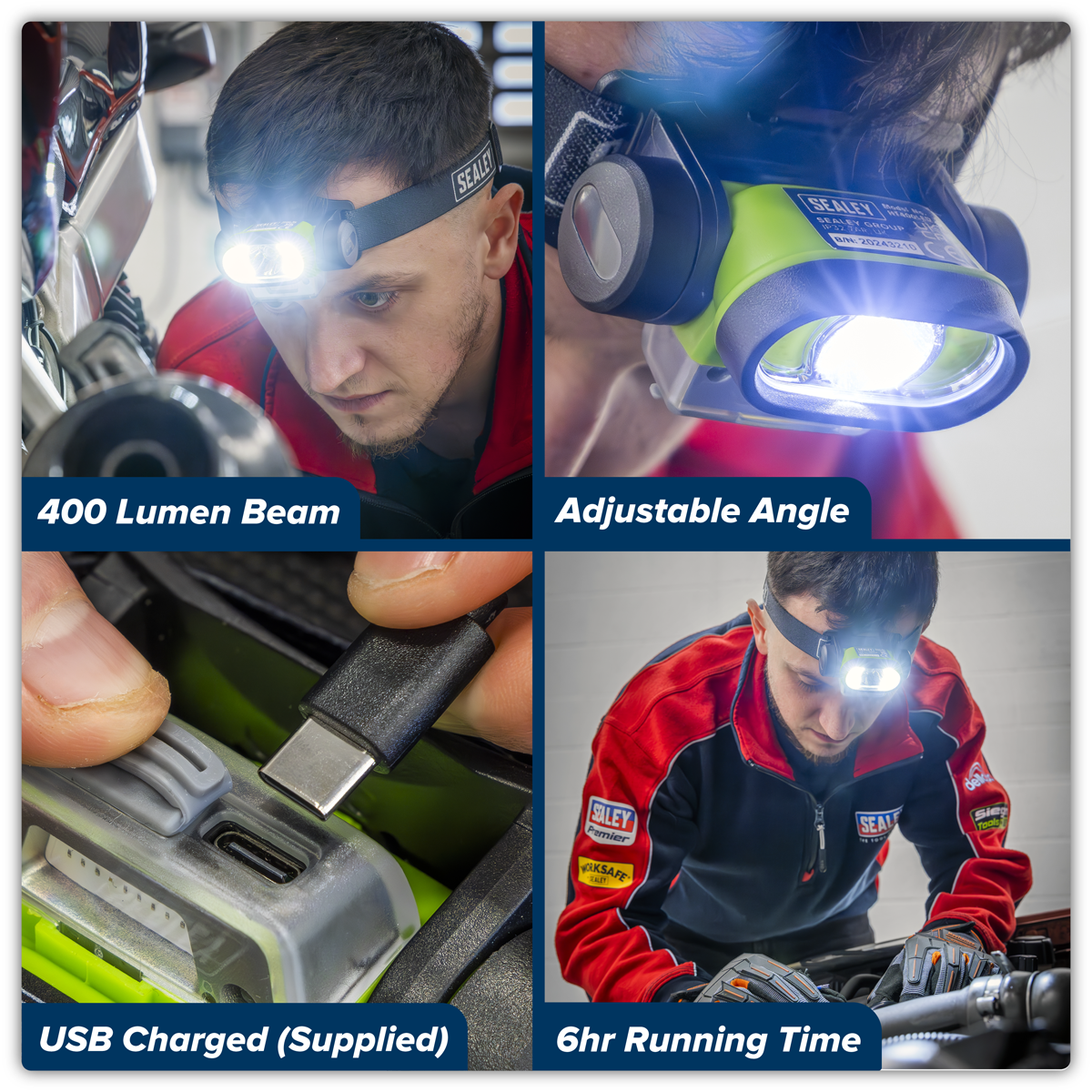 Rechargeable Head Torch with Auto-Sensor 5W & 3W COB LED