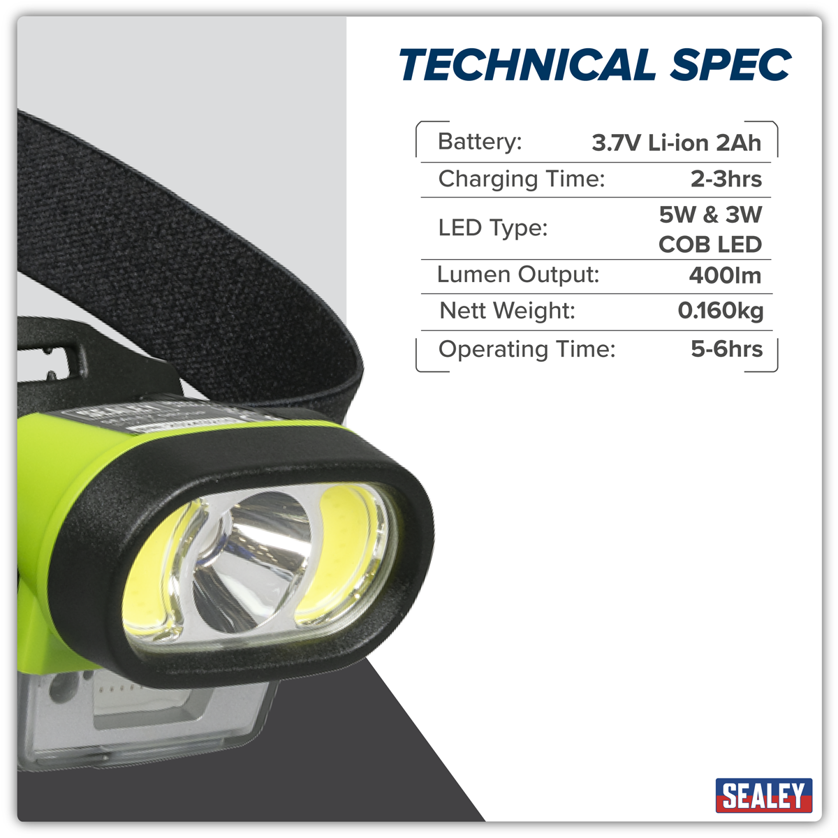 Rechargeable Head Torch with Auto-Sensor 5W & 3W COB LED
