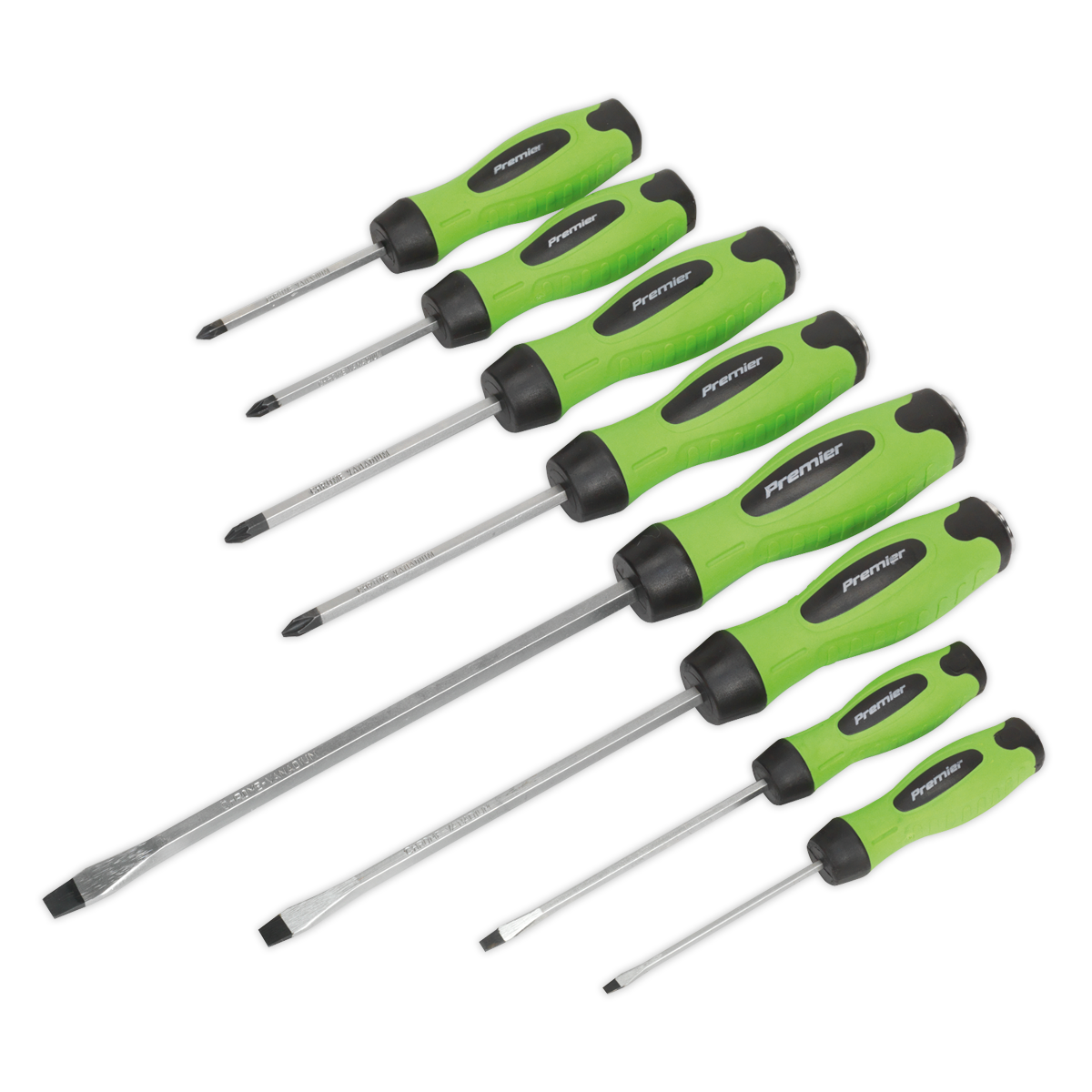 Premier Hammer-Thru Screwdriver Set 8pc - Hi-Vis Green