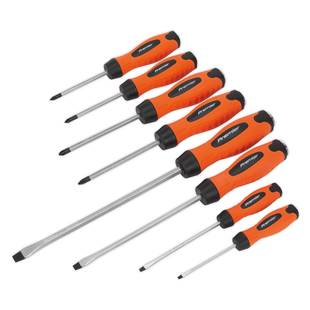 Premier Hammer-Thru Screwdriver Set 8pc - Hi-Vis Orange