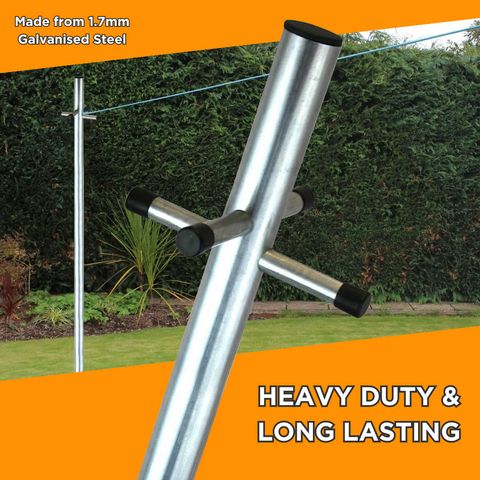 DJM Galvanised Steel Two Piece Clothes Washing Line Post