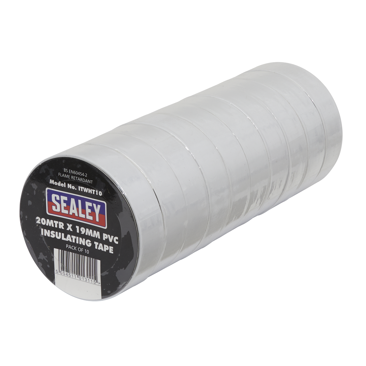 PVC Insulating Tape 19mm x 20m, White - Pack of 10