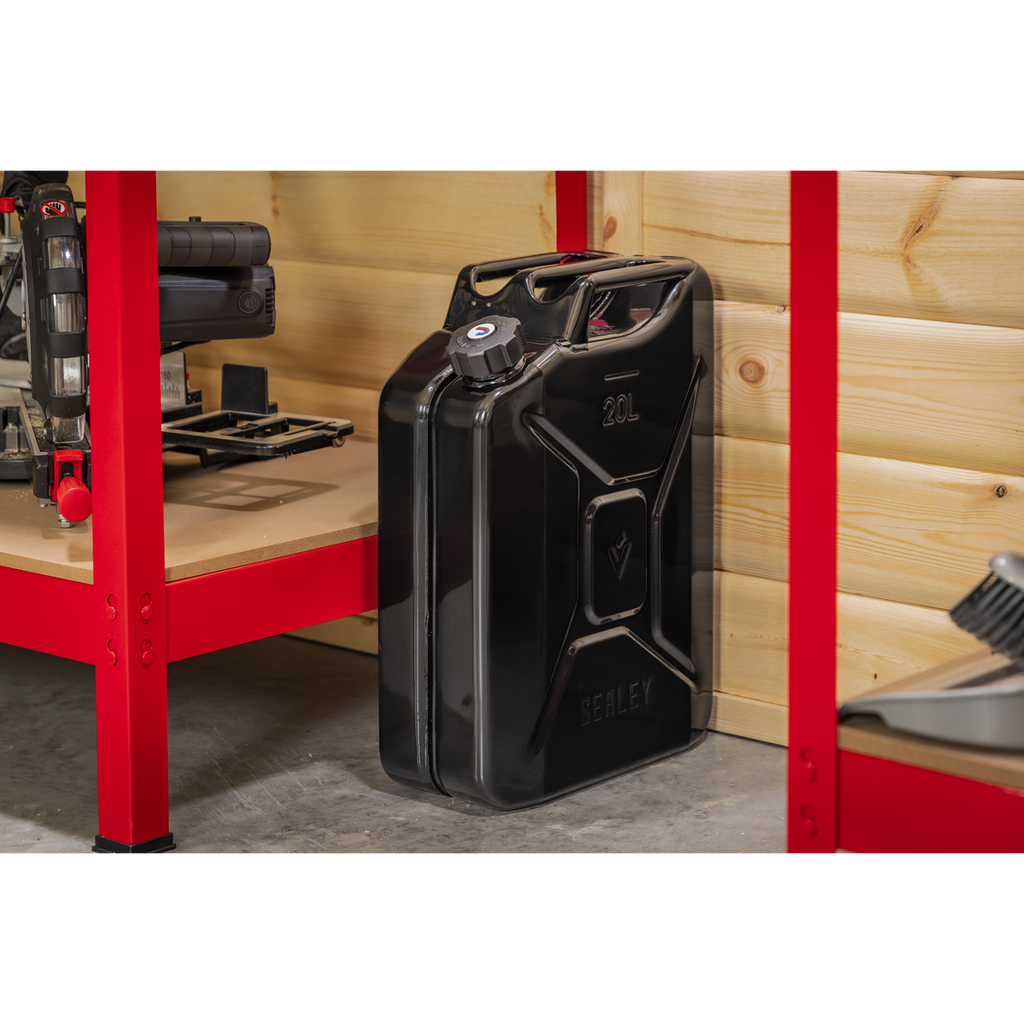 Screw Cap Metal Jerry Can 20L - Black