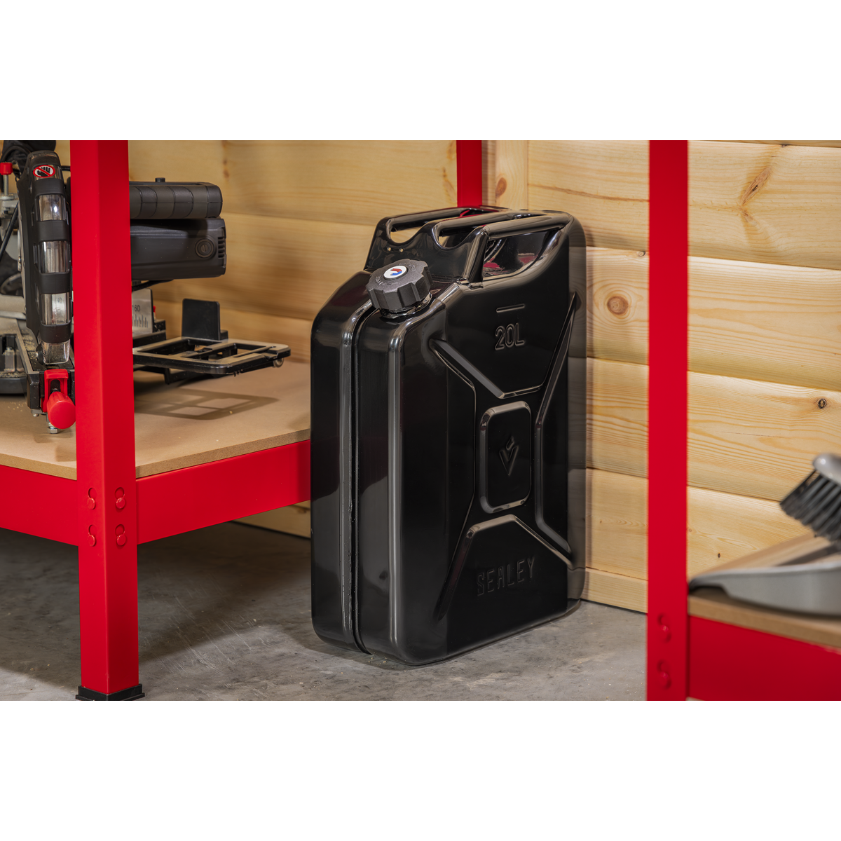 Screw Cap Metal Jerry Can 20L - Black
