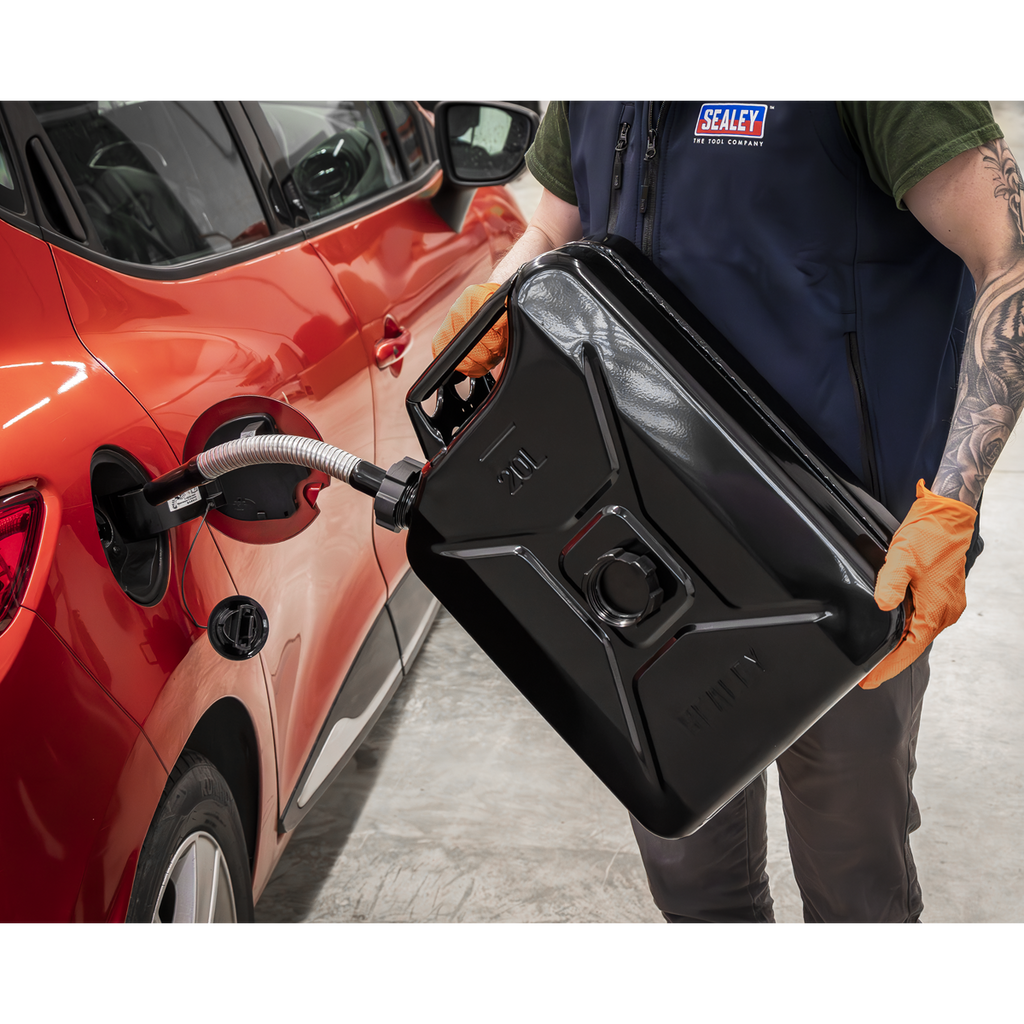 Screw Cap Metal Jerry Can 20L - Black