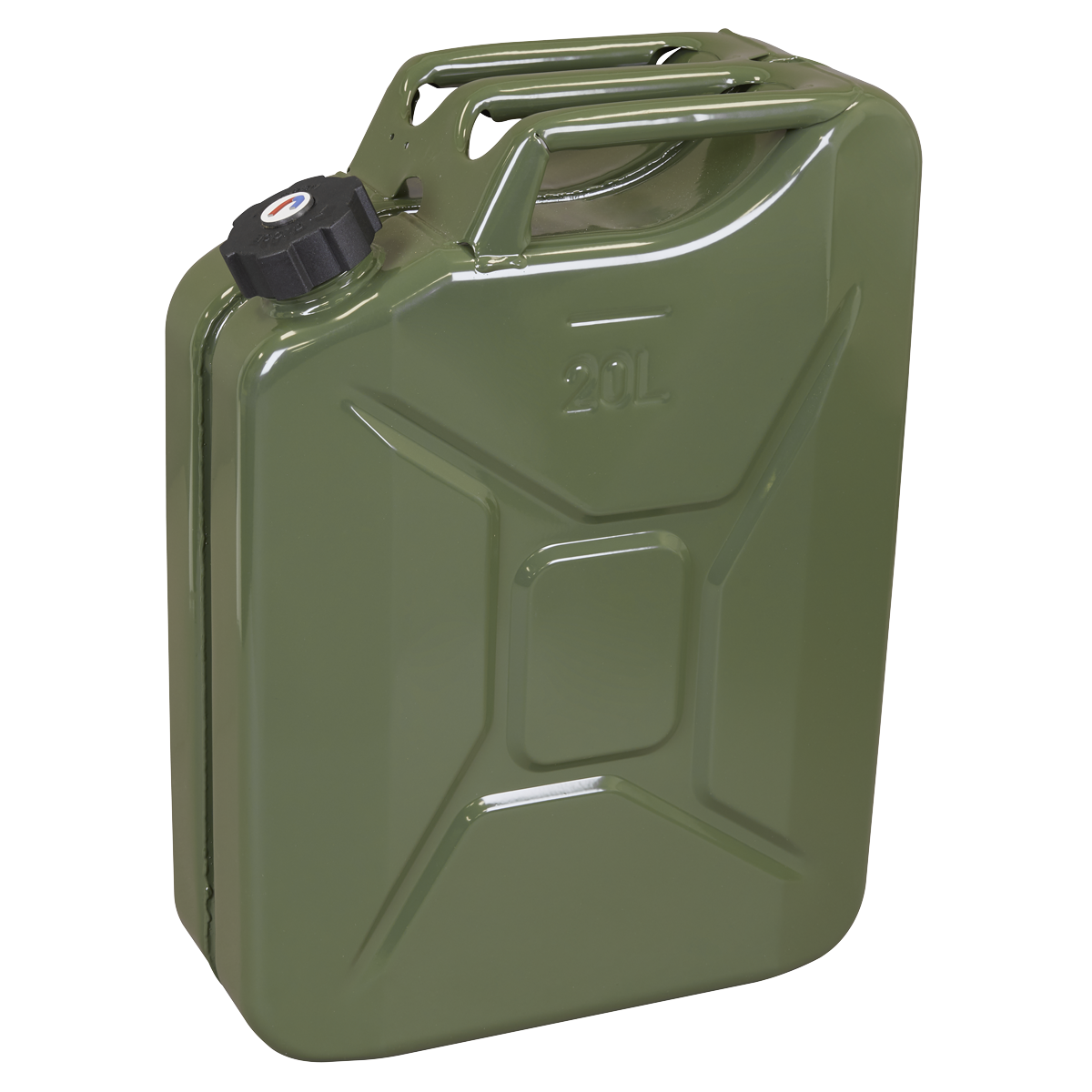 Sealey JC20SCG 20 Litre Screw Cap Petrol Unleaded Fuel Oil Metal Storage Jerry Can Green