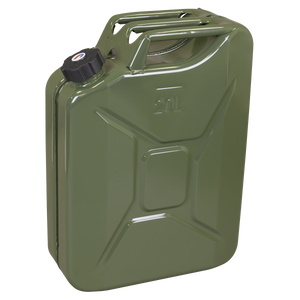Sealey JC20SCG 20 Litre Screw Cap Petrol Unleaded Fuel Oil Metal Storage Jerry Can Green