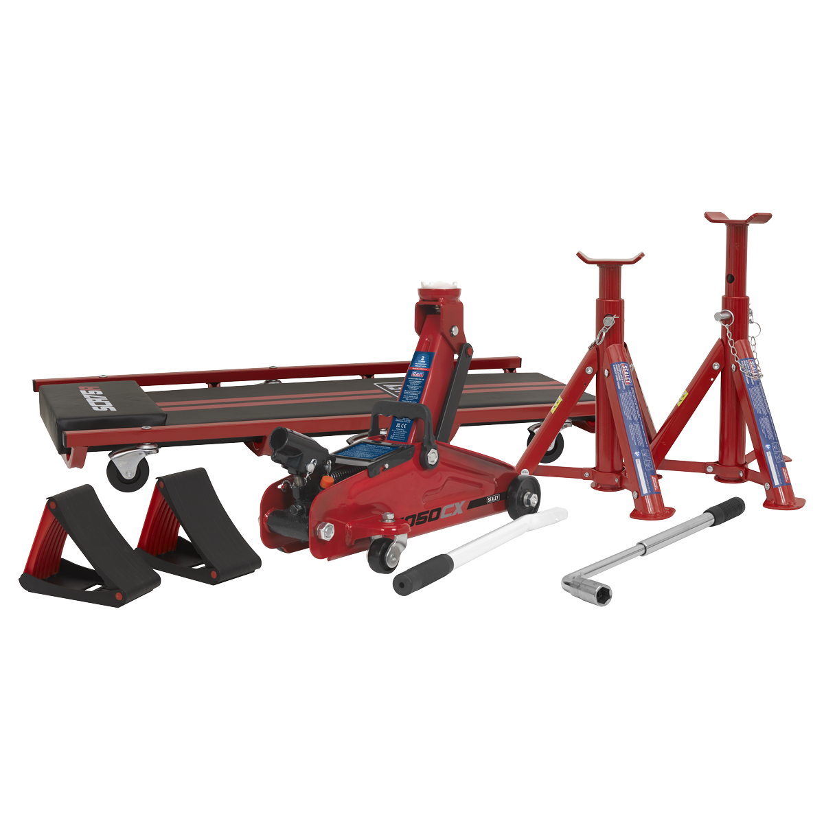Lifting Kit (Inc Jack, Axle Stands, Creeper, Chocks & Wrench