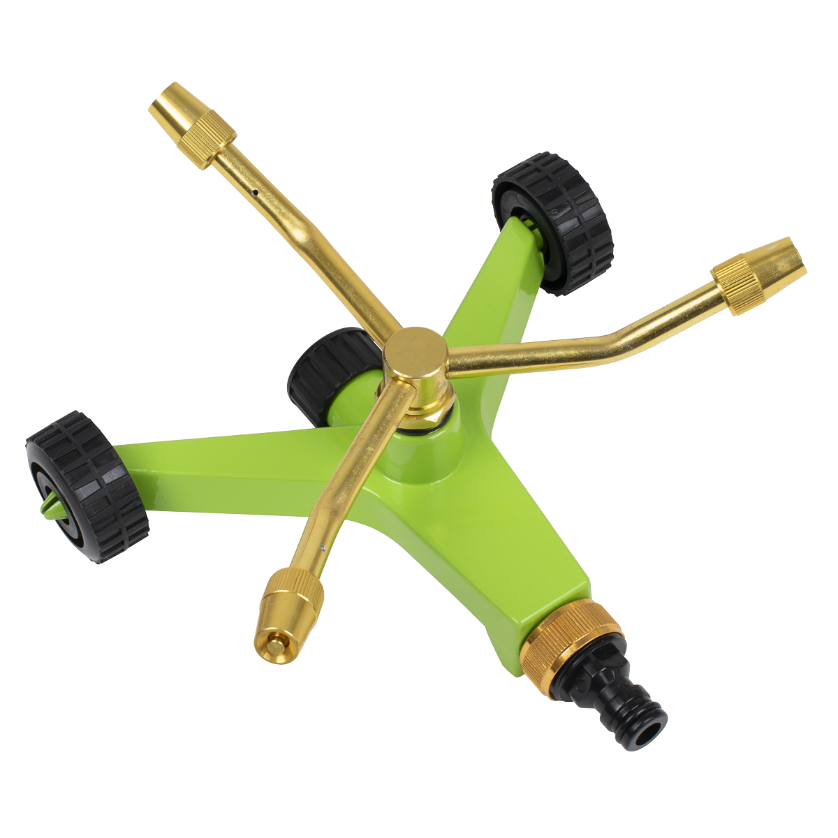 3-Arm Brass Sprinkler with Metal Wheeled Base