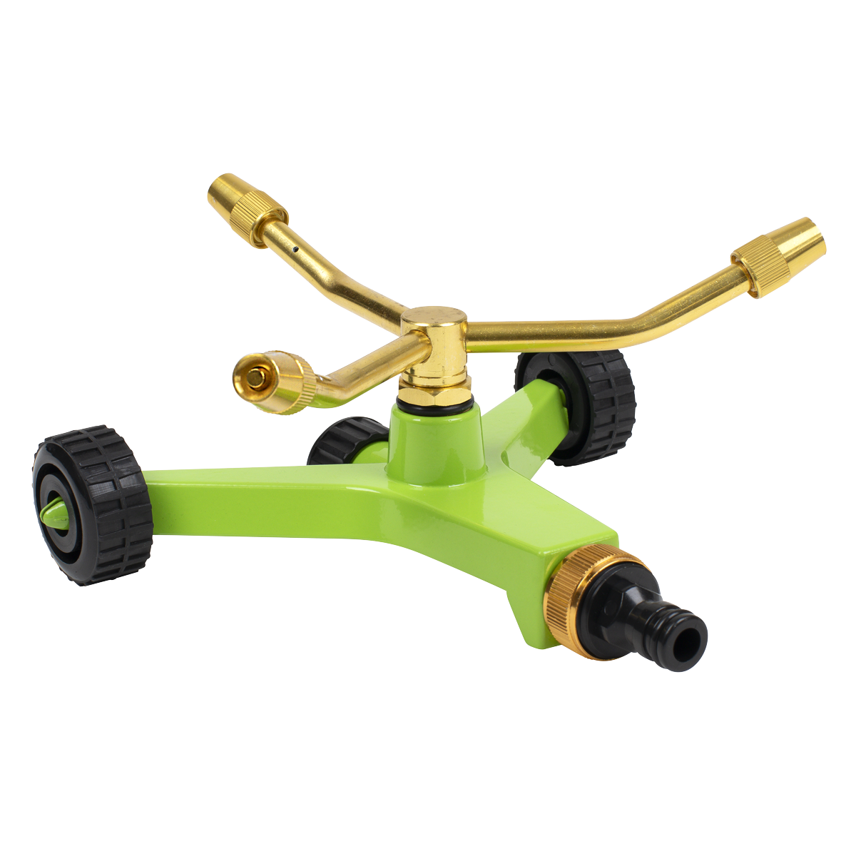 3-Arm Brass Sprinkler with Metal Wheeled Base