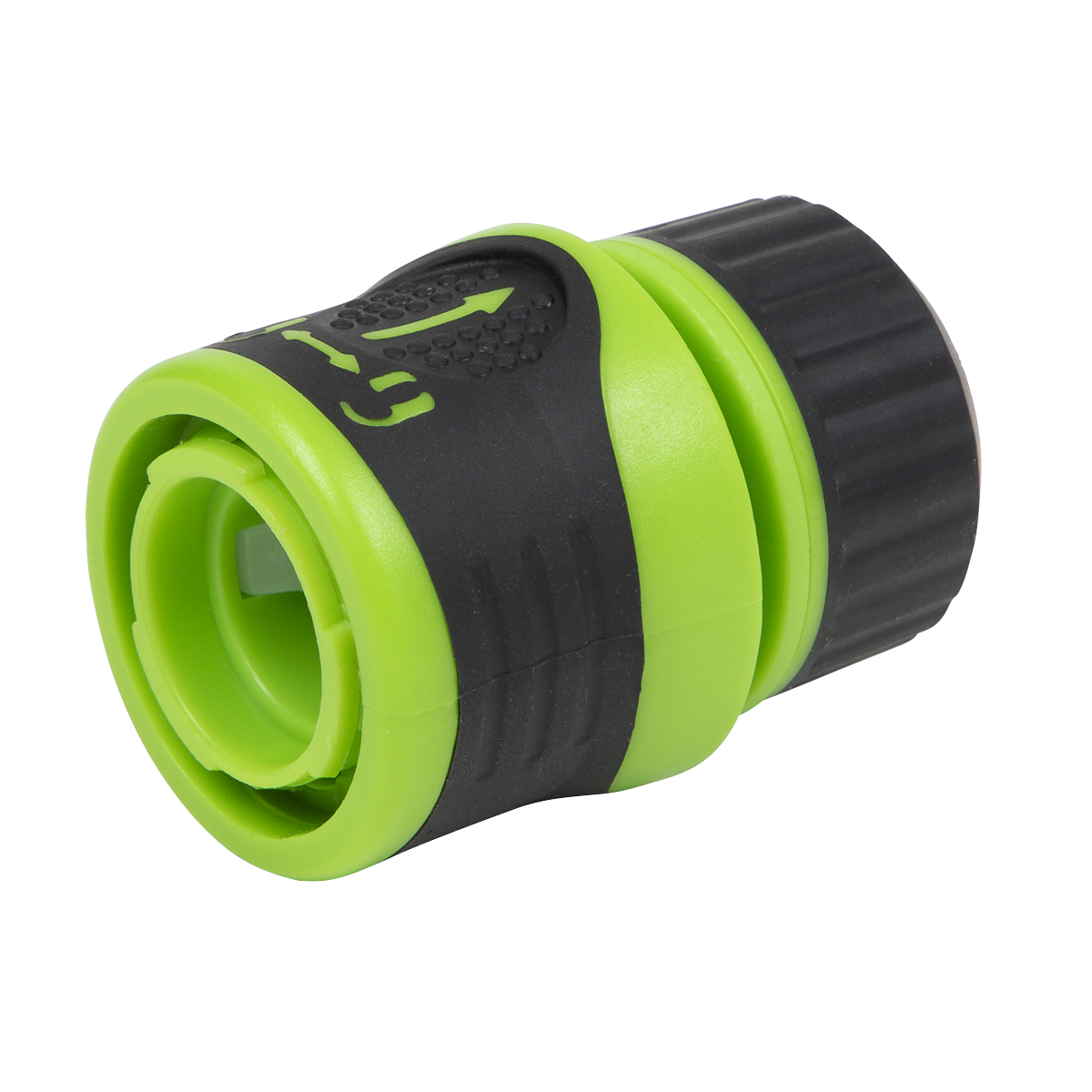 Soft-Touch Hose Connector With Water Stop & Lock 1/2"-5/8"