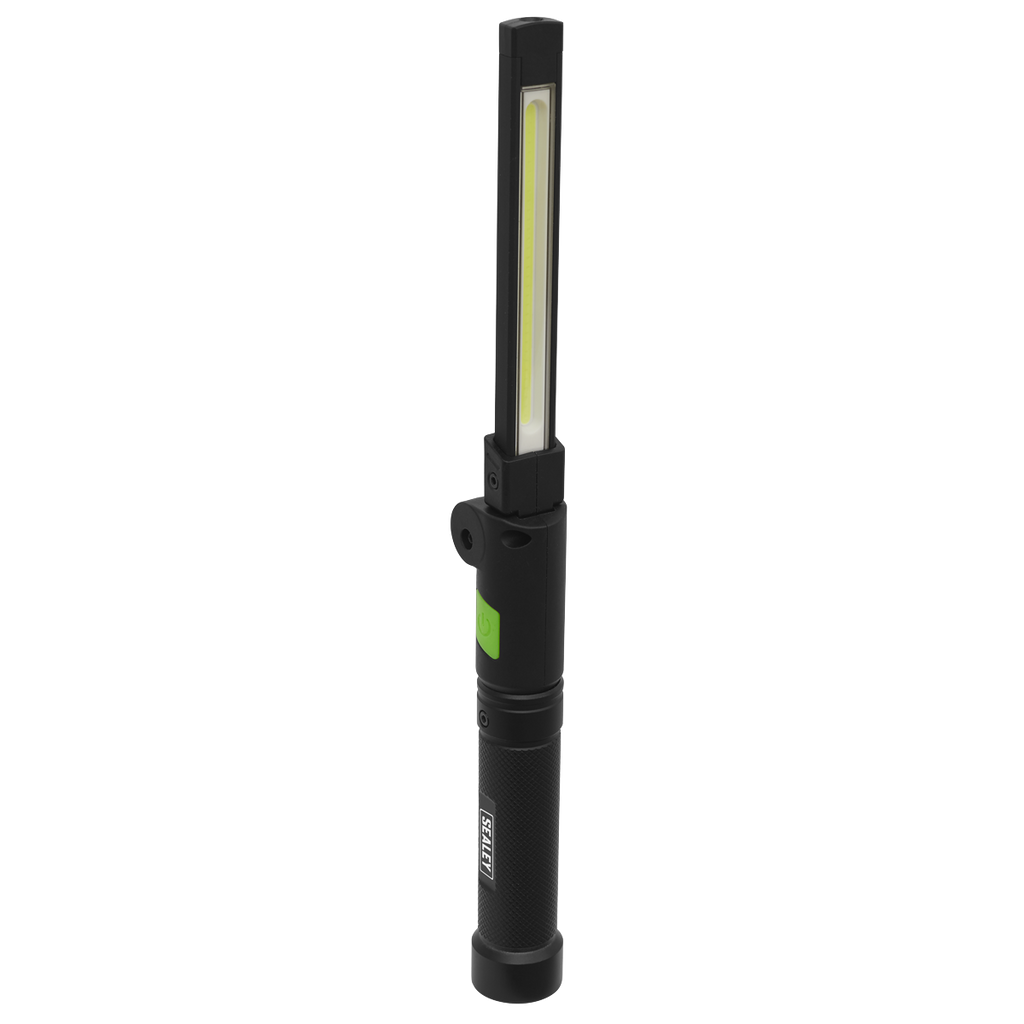 Rechargeable Aluminium Folding Pocket Light 2 COB & 1 SMD LE